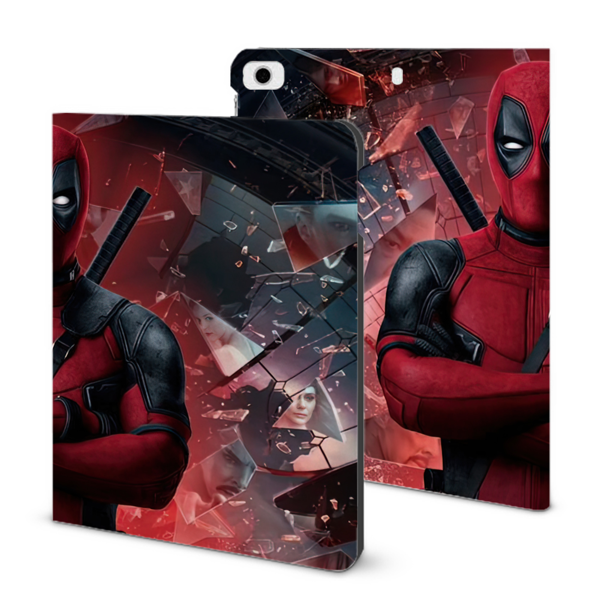 （画像用） Deadpool デッドプール IPad ケース ブック型 PUレザー TPU 耐衝撃 軽量 薄型 ペン収納なし 全面保護 IPad 各モデル対応
